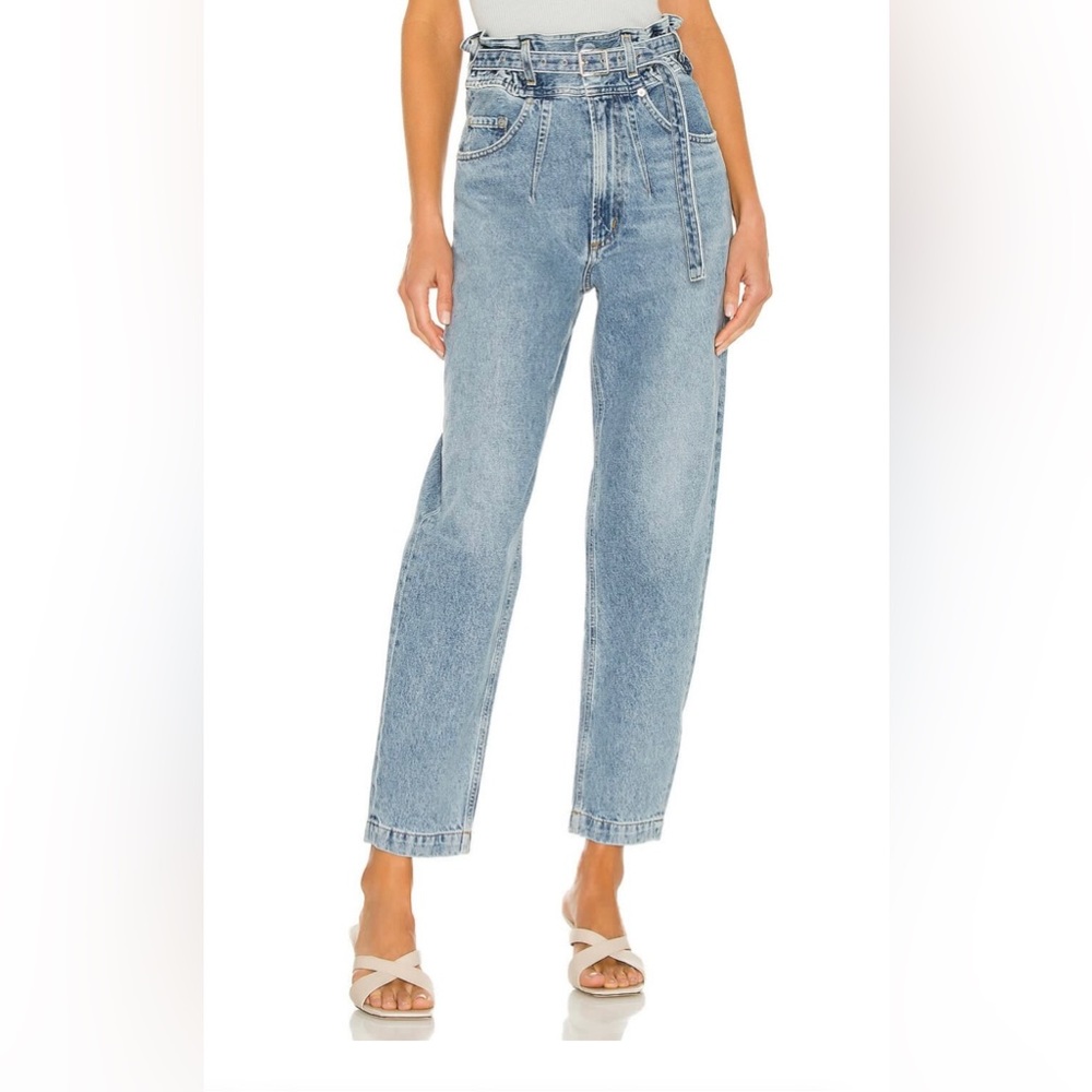 Agolde High Rise Paperbag Waist Light Wash Jeans
